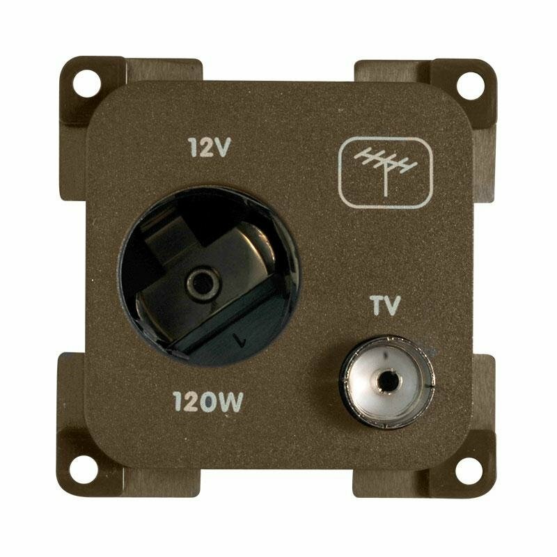 Kit Presa 12V auto Antenna TV MP12ATV + Cornice Marrone CBE Camper Caravan