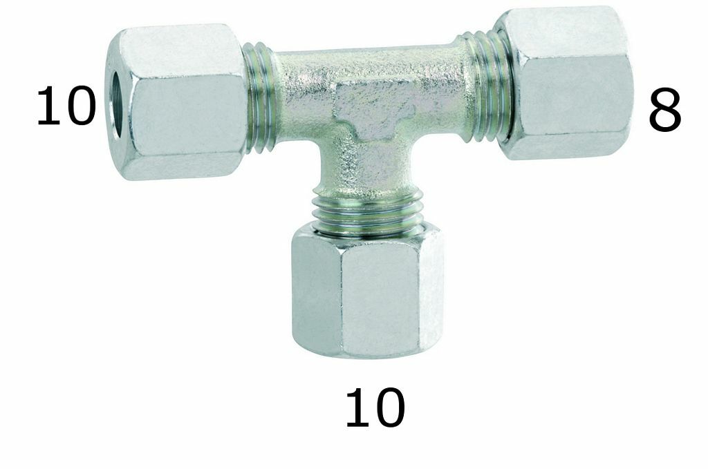 015T10/10/8 Raccordo a T riduzione 10x10x8 mm Regolatore Gas Campeggio Camper