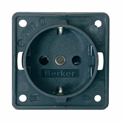 Presa Berker Schuko 230V 16A con Cornice Coperchio Grigio Scuro Camper
