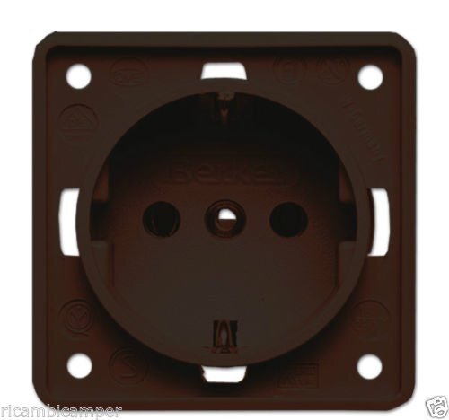Presa Schuko + Cornice Marrone Berker Camper