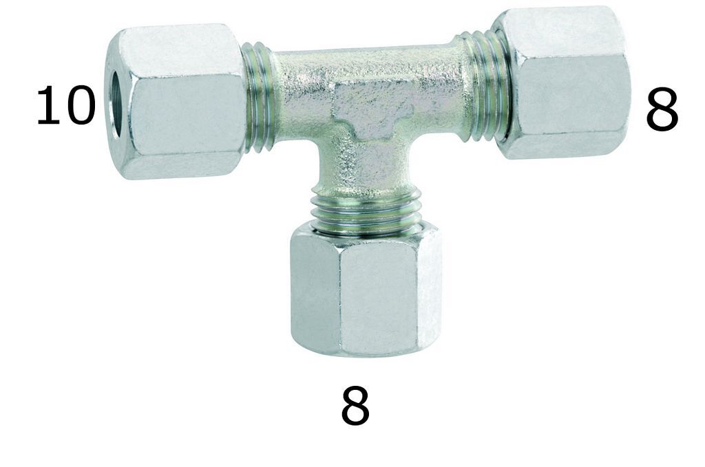 Raccordo Gas a T Riduzione 10x8x8 cm