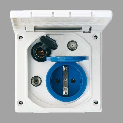 Presa Esterna da Incasso 230V + 12V + TV + SAT Haba Camper Caravan