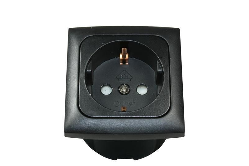 Presa schuko con Cornice nero C-line Camper Pilote Benimar LMC Trigano Possl