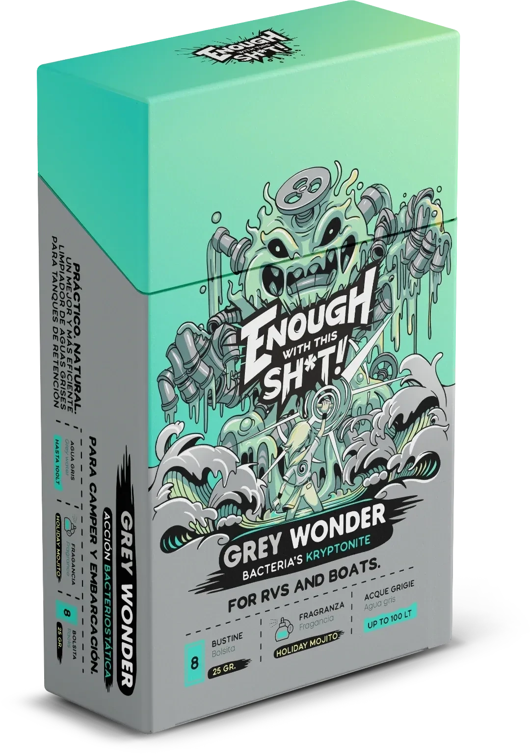 EWTS GREY WONDER - 8 BUSTINE FRAGRANZA MOJITO SANIFICANTE SERBATOIO ACQUE GRIGIE