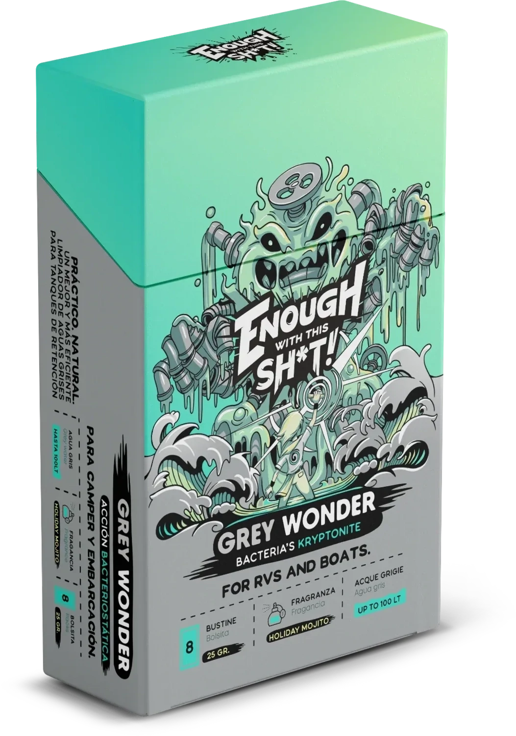 EWTS GREY WONDER - 8 BUSTINE FRAGRANZA MOJITO SANIFICANTE SERBATOIO ACQUE GRIGIE