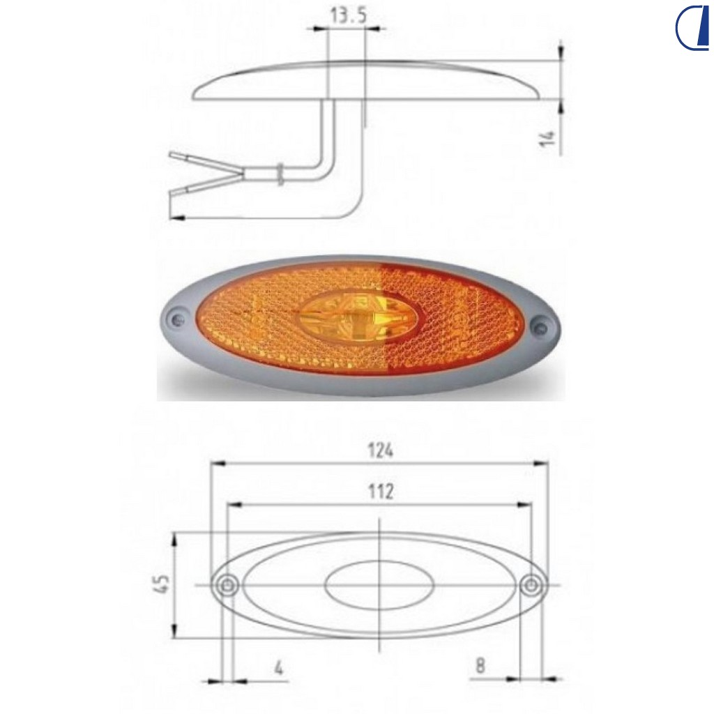Luce Ingombro Laterale Led Base Grigia Camper