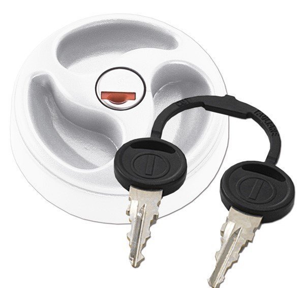 Tappo Bocchettone Bianco 3 razze con Cilindretto e Chiavi Zadi Camper