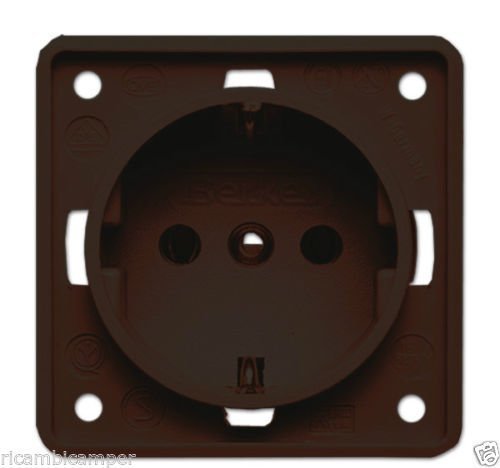 Presa Schuko 220 V singola marrone Camper