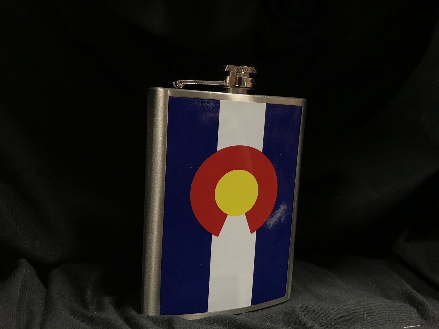 Stainless Steel Hip Flask w/ Colorado Flag on it
