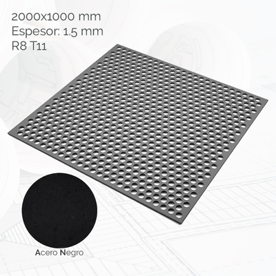 Chapa per. redondos 2000x1000mm E1.5 R8 T11