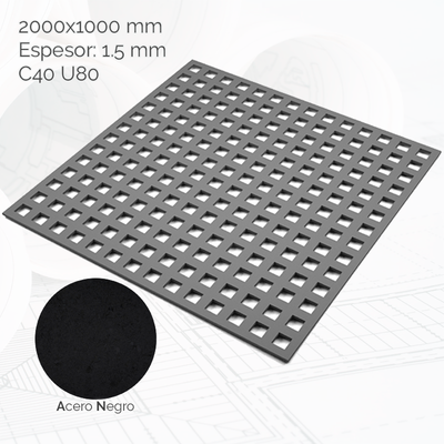 Chapa per. cuadrados 2000x1000mm E1.5 C40 U80