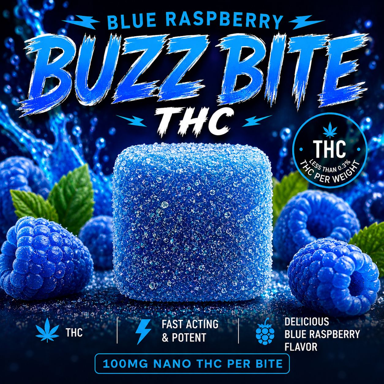 BLUE RASPBERRY BUZZ BITES [10PK] (100MG)