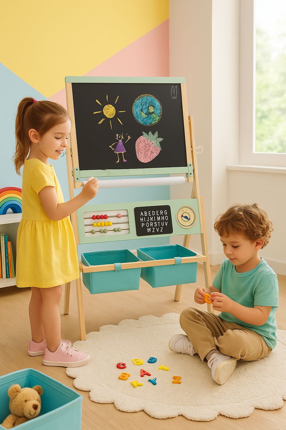 TABLICA EDUKACYJNA 3W1 Z AKCESORIAMI