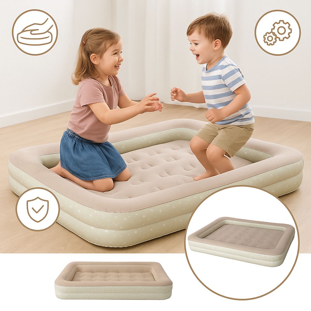 DMUCHANE ŁÓŻKO DZIECIĘCE - DWUCZĘŚCIOWE Z POMPKĄ