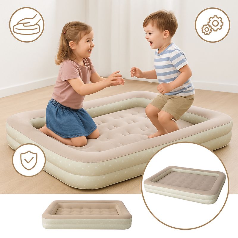 DMUCHANE ŁÓŻKO DZIECIĘCE - DWUCZĘŚCIOWE Z POMPKĄ