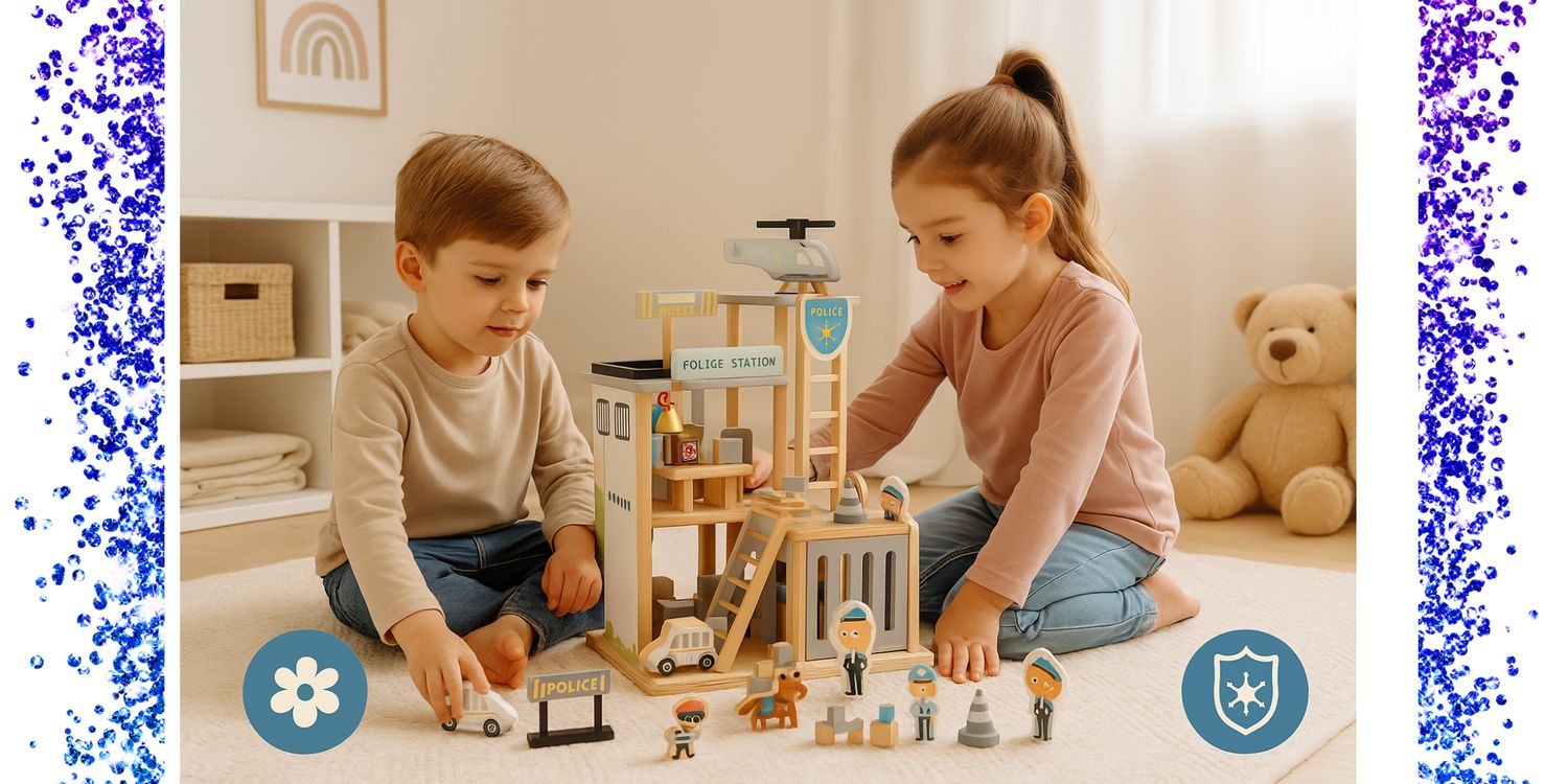 DREWNIANY KOMISARIAT POLICJI - 3W1 Z RADIOWOZEM I HELIKOPTEREM