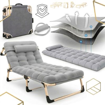 Łóżko Turystyczne Składane z Materacem szarym – Polowe z Atestem GPB-150-GR GP BRAND