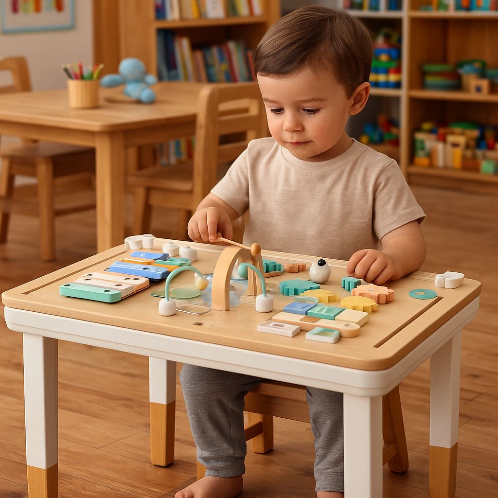 Stolik Edukacyjny Drewniany 2w1 Sensoryczny dla Dzieci GP-SE-001 GP BRAND