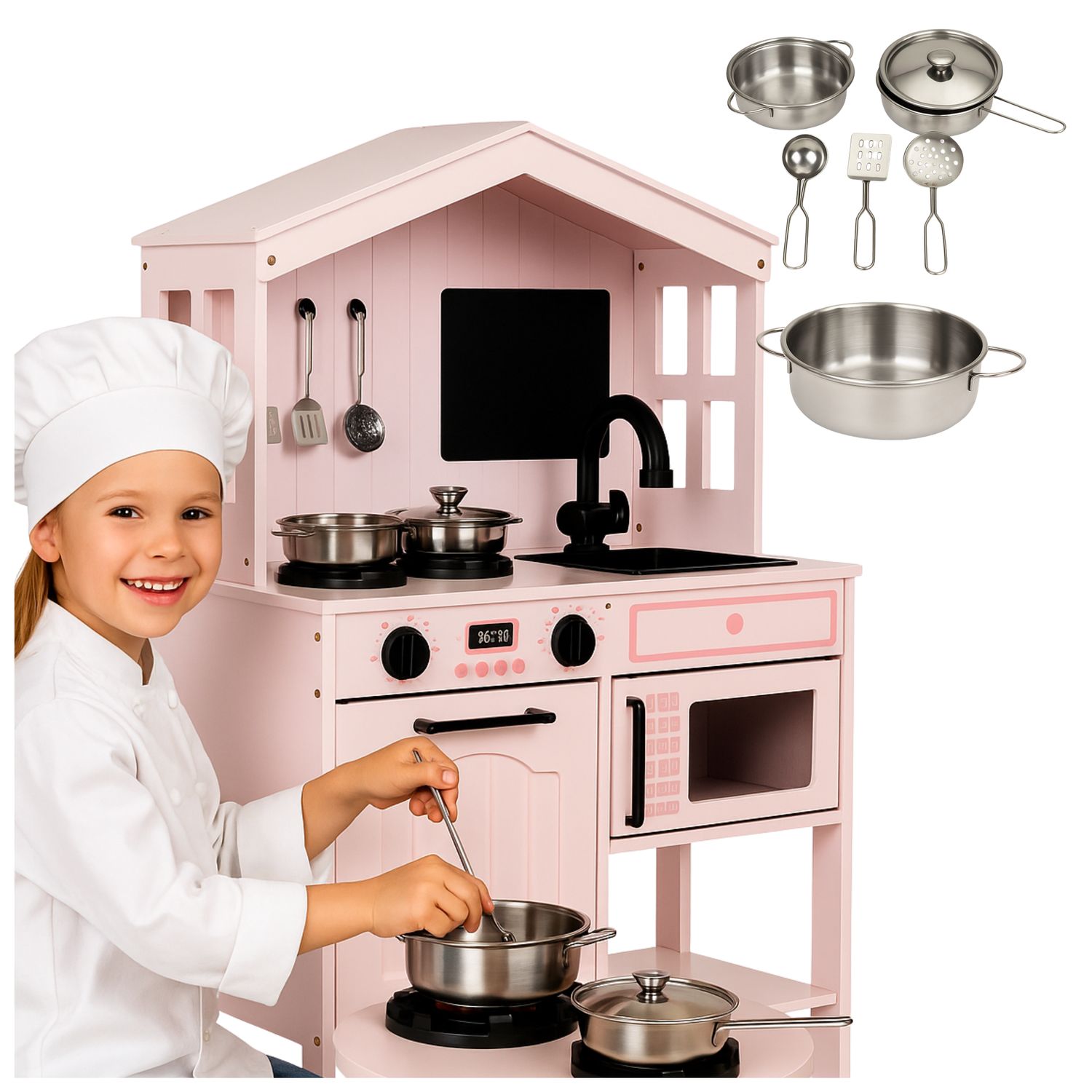 Drewniana Kuchnia dla Dzieci Pink Edition z Akcesoriami GP-KD-001 GP BRAND