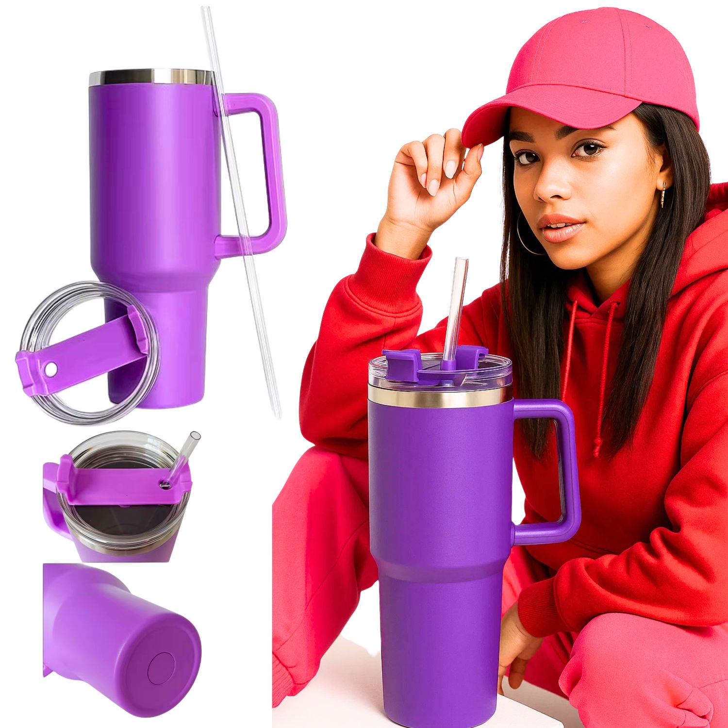 Kubek Termiczny 1L z Uchwytem i Słomką – Duży Termos GP-TM-001 GP BRAND