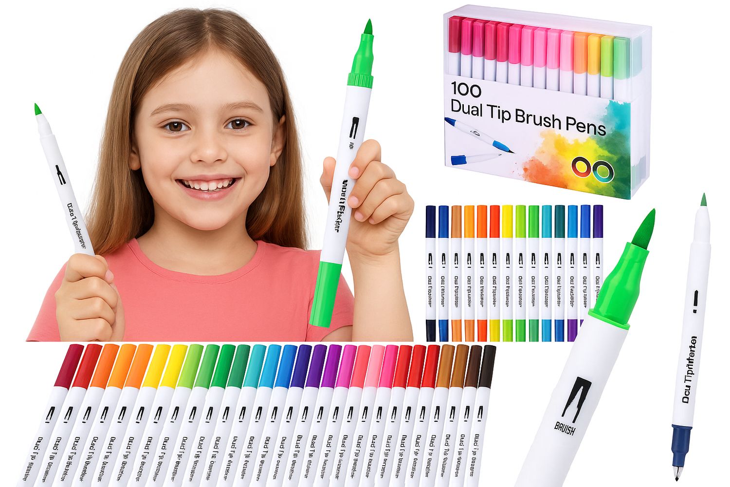 Flamastry Dwustronne 100 Kolorów – Mazaki XXL dla Dzieci GP-FM-100 GP BRAND