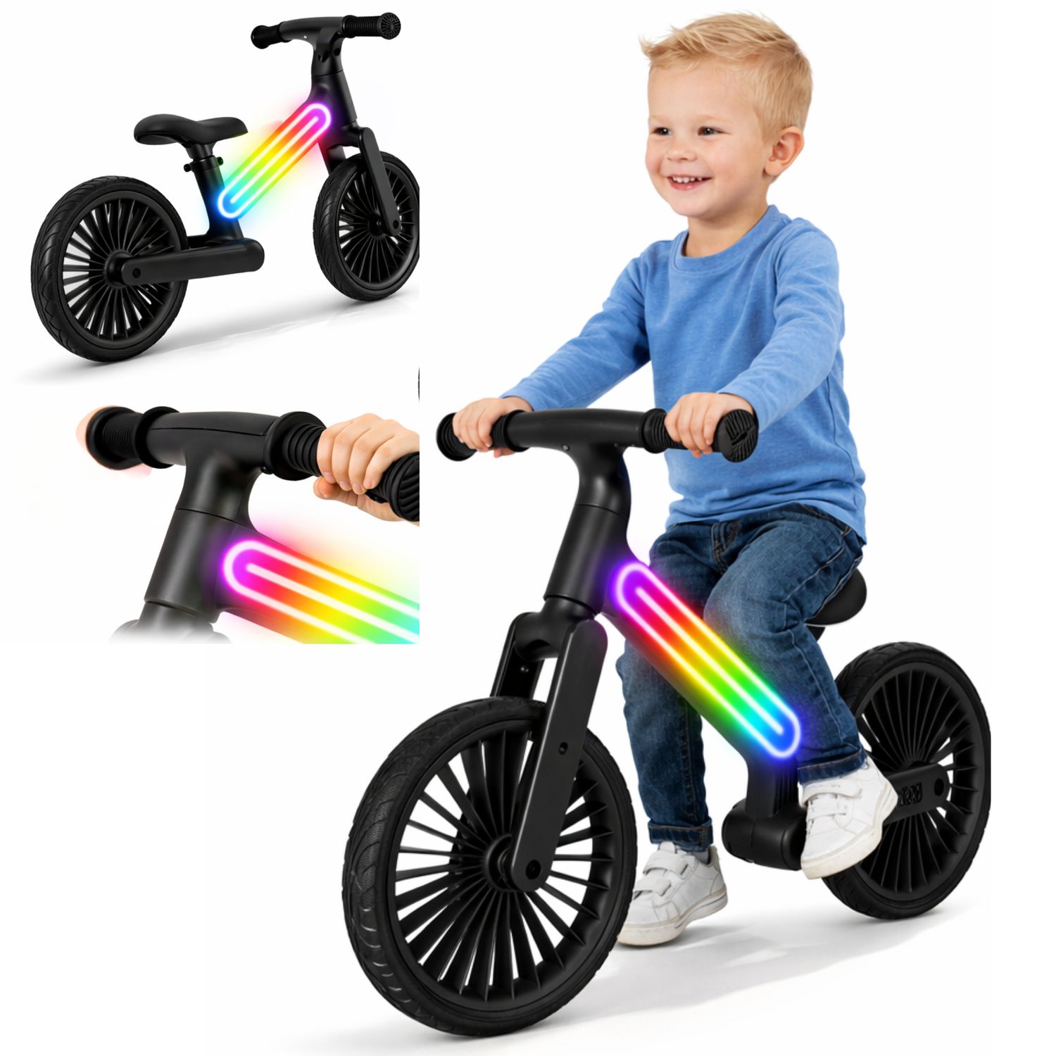 Rowerek Biegowy LED Czarny dla Dzieci – GP-RB-001-B GP BRAND