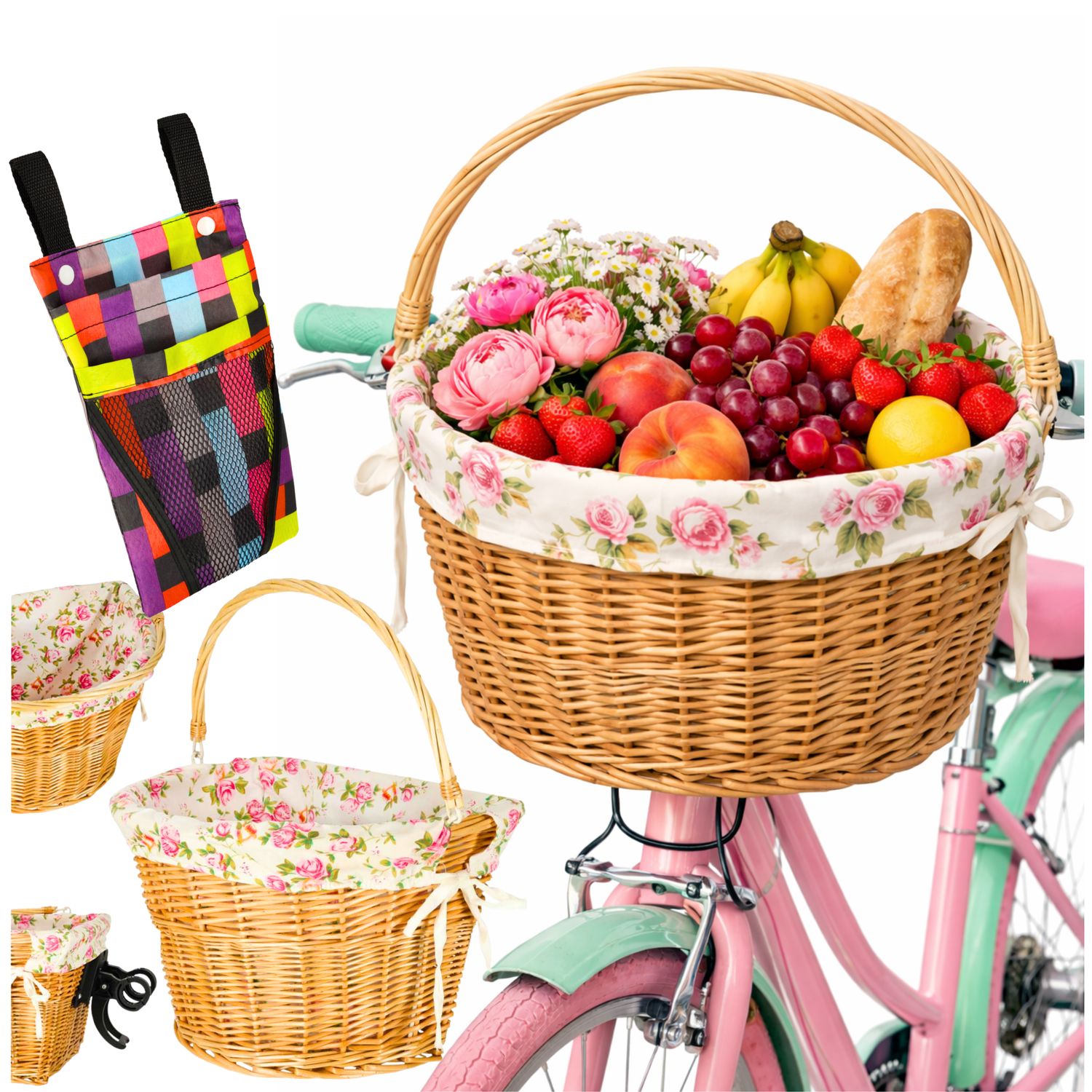 Koszyk Rowerowy Wiklinowy Przedni z Wyściółką – Damski GP-KR-001-R GP BRAND