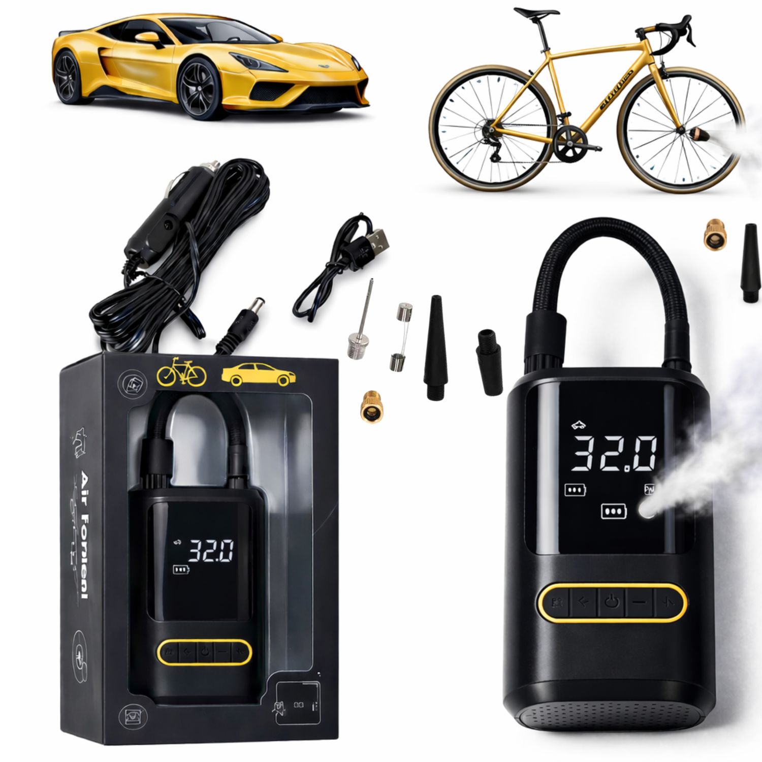 Mini Kompresor Samochodowy USB 150 PSI – Pompka Rowerowa GP-PK-USB-150 GP BRAND