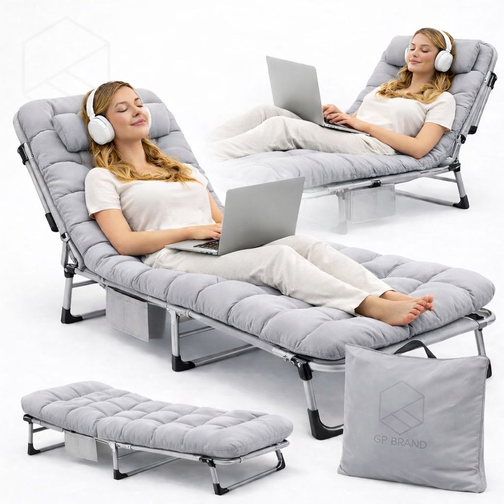 Łóżko Turystyczne Składane PREMIUM z Materacem – Regulowane GPB-151 GP BRAND