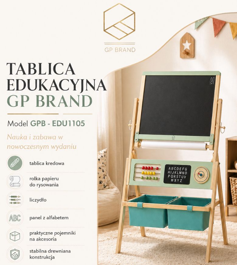 TABLICA GPB EDU1105 edukacyjna DLA DZIECI + AKCESORIA - GP BRAND