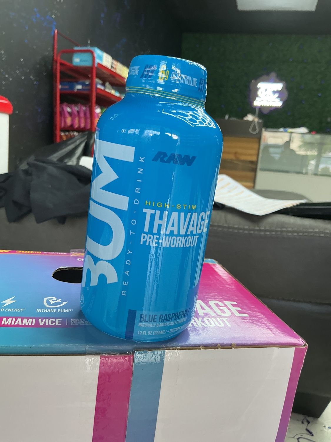 Raw Bum High Stem Thavage Pre-Workout, blue raspberry