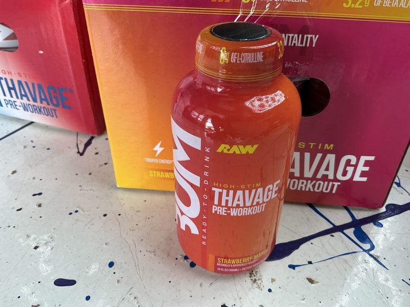 Raw Bum High Stem Thavage Pre-Workout, Strawberry Mango