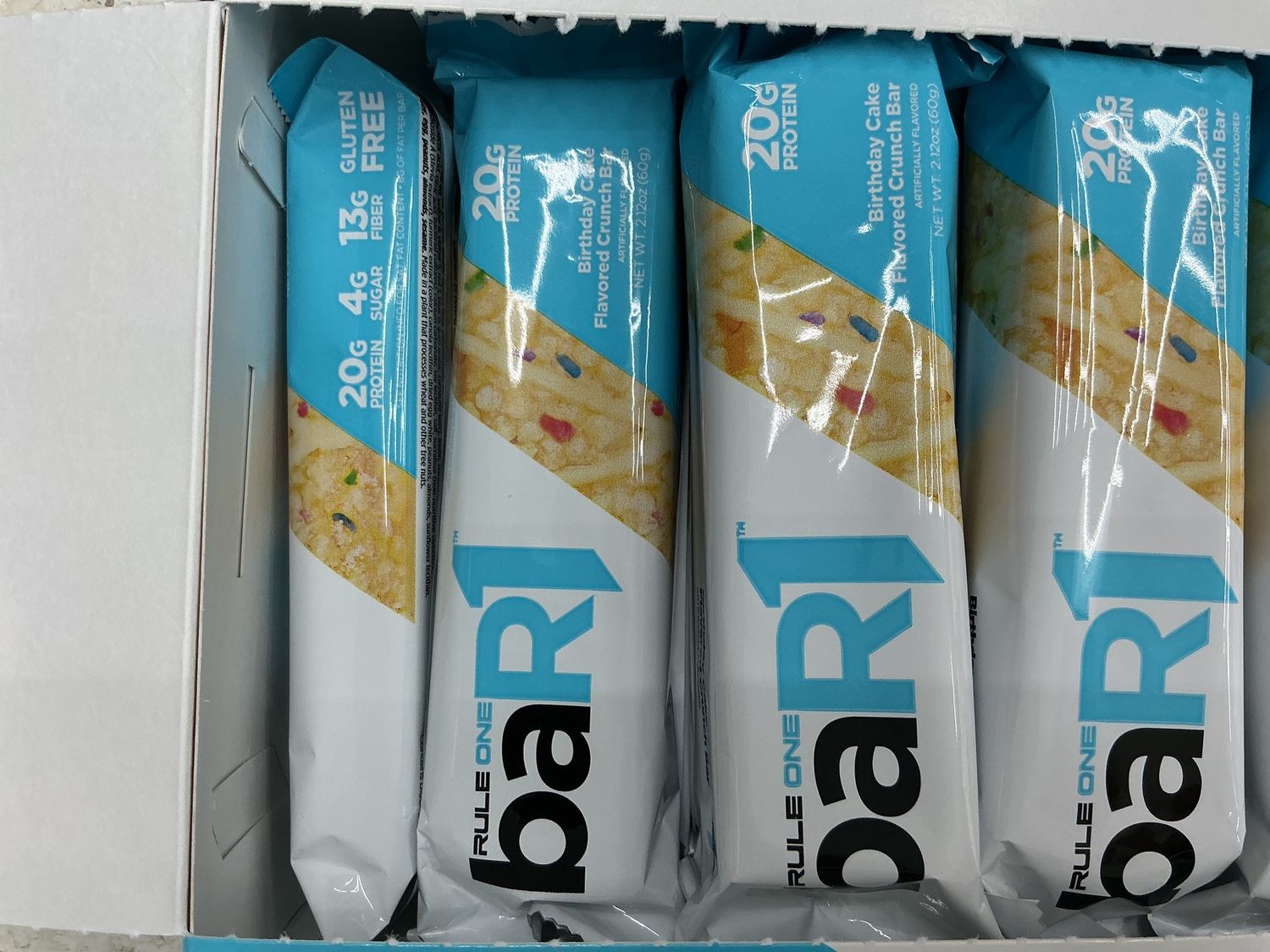 Rule1 Bar1 protein bar birthday cake crunch bar