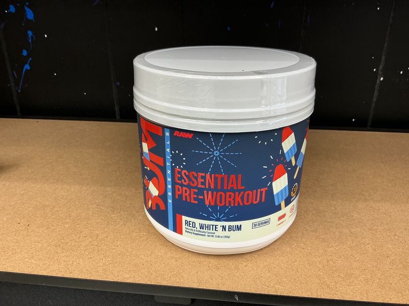 Raw essential pre-workout Red, White ‘N Bum