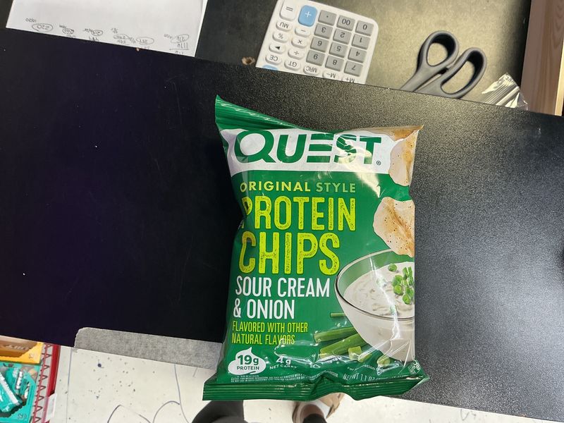 Quest protein chips, sour cream, and onion