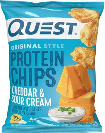 Quest protein chips,  cheddar, and sour cream