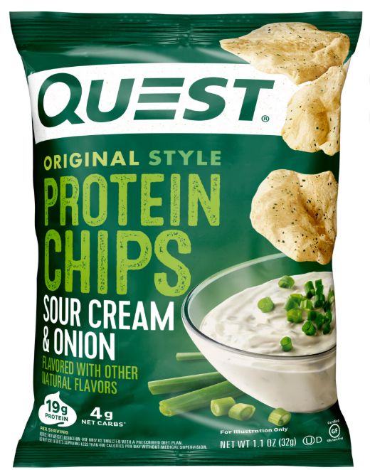 Quest protein chips, sour cream, and onion