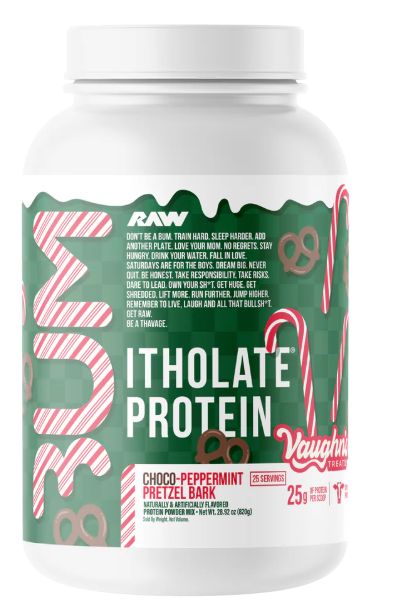 Raw CBUM Itholate protein, Chocolate Peppermint Pretzel Bark