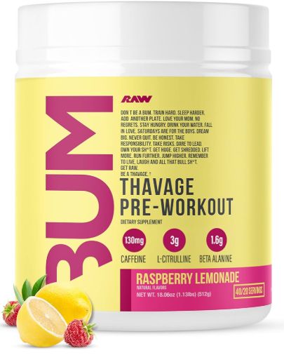Raw CBum Thavage Pre workout Raspberry Lemonade