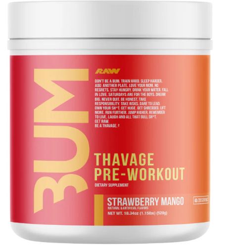 Raw CBUM THAVAGE Pre Workout Strawberry Mango