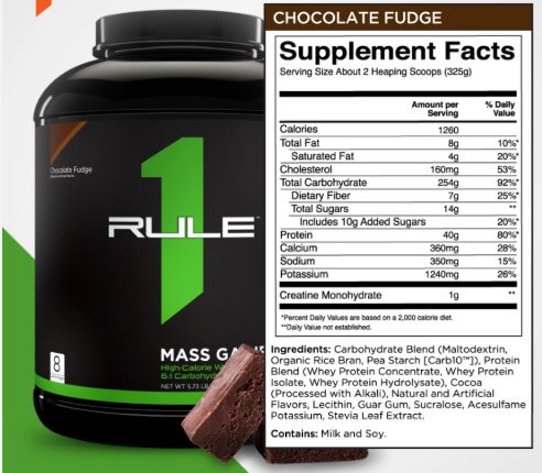 Rule 1 Mass Gainer Protein Powder, Flavor: chocolate fudge