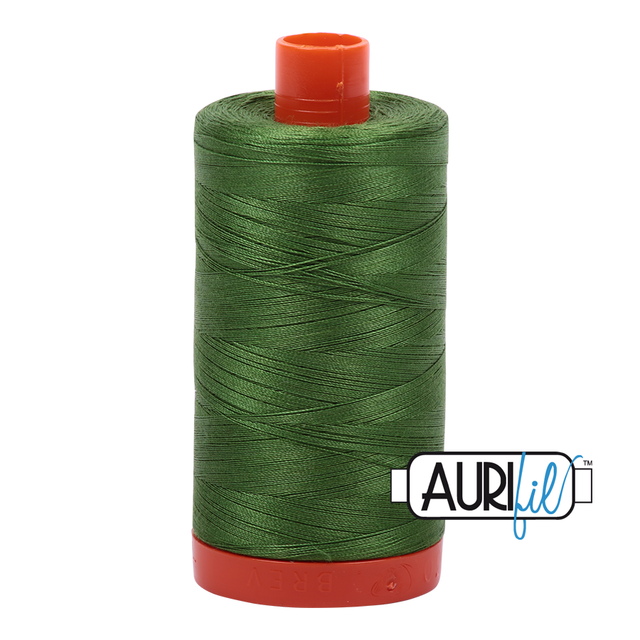 Col. #5018 Dark Grass Green - Aurifil 50 Weight, Thread Length: 1300M spool
