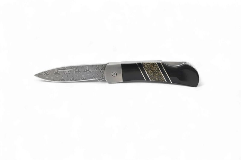 DJS60 TITANIUM DAMASCUS 3" LOCK BACK JEWELRY COLLECTION