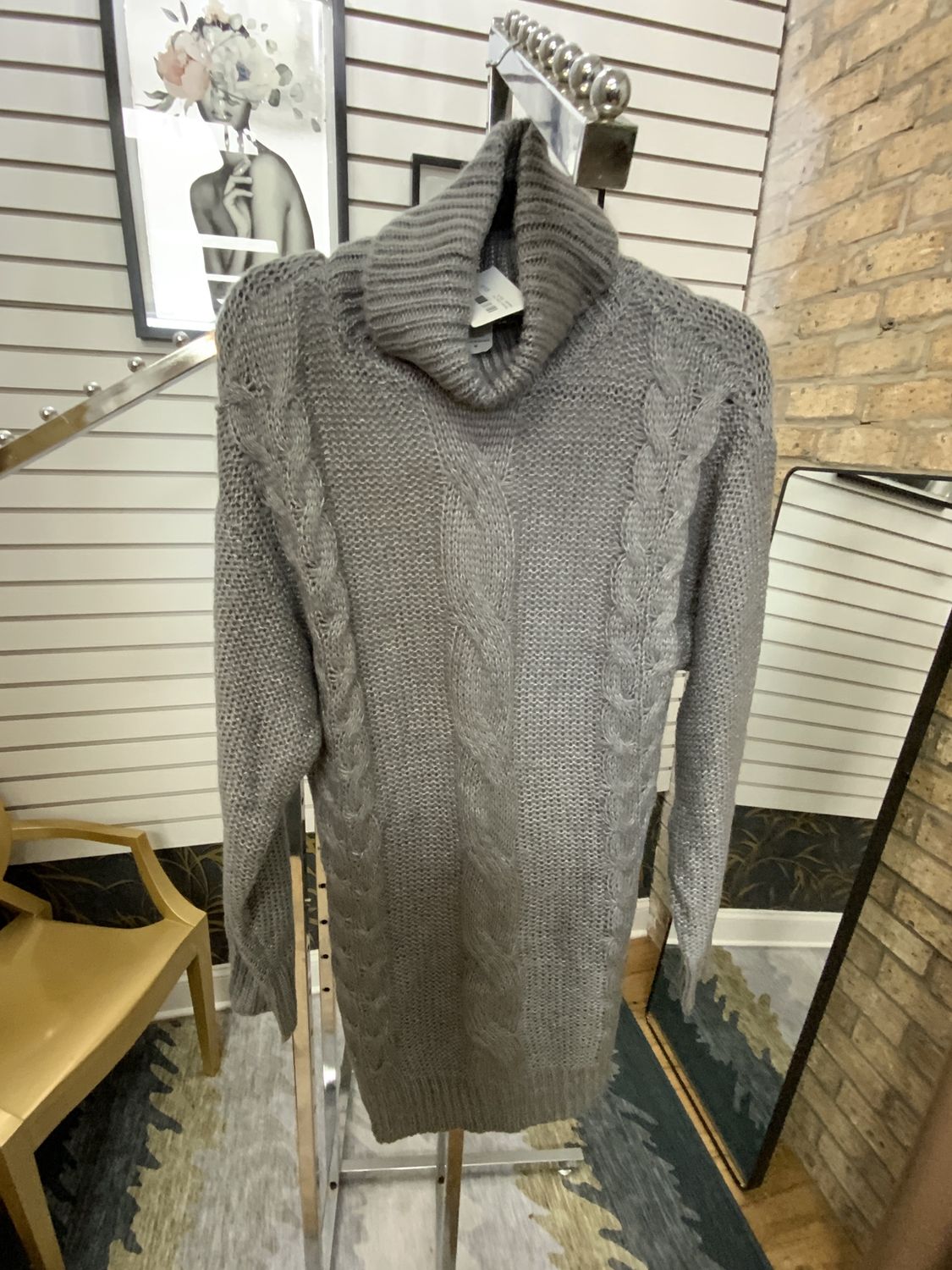 Woman Gray Long Sweater - Size M