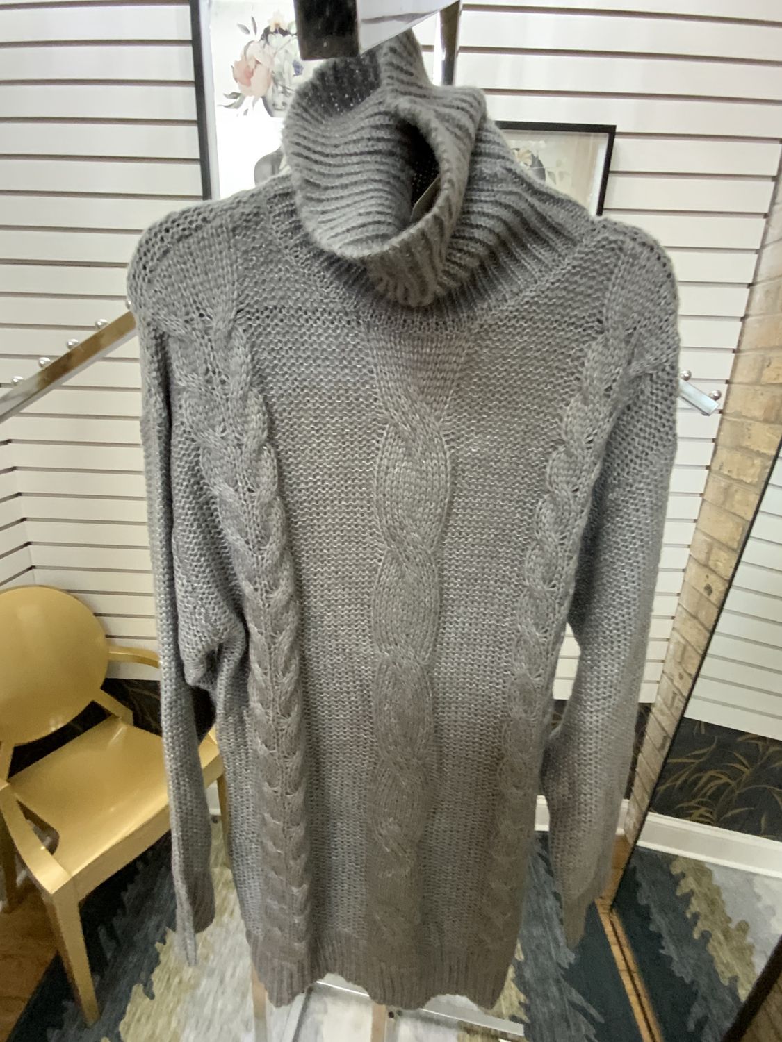 Woman Gray Long Sweater - Size L