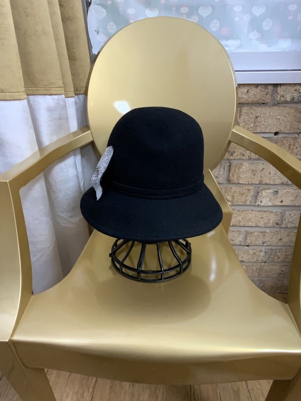 Black Hat with Sequins Bow One Size Fit All