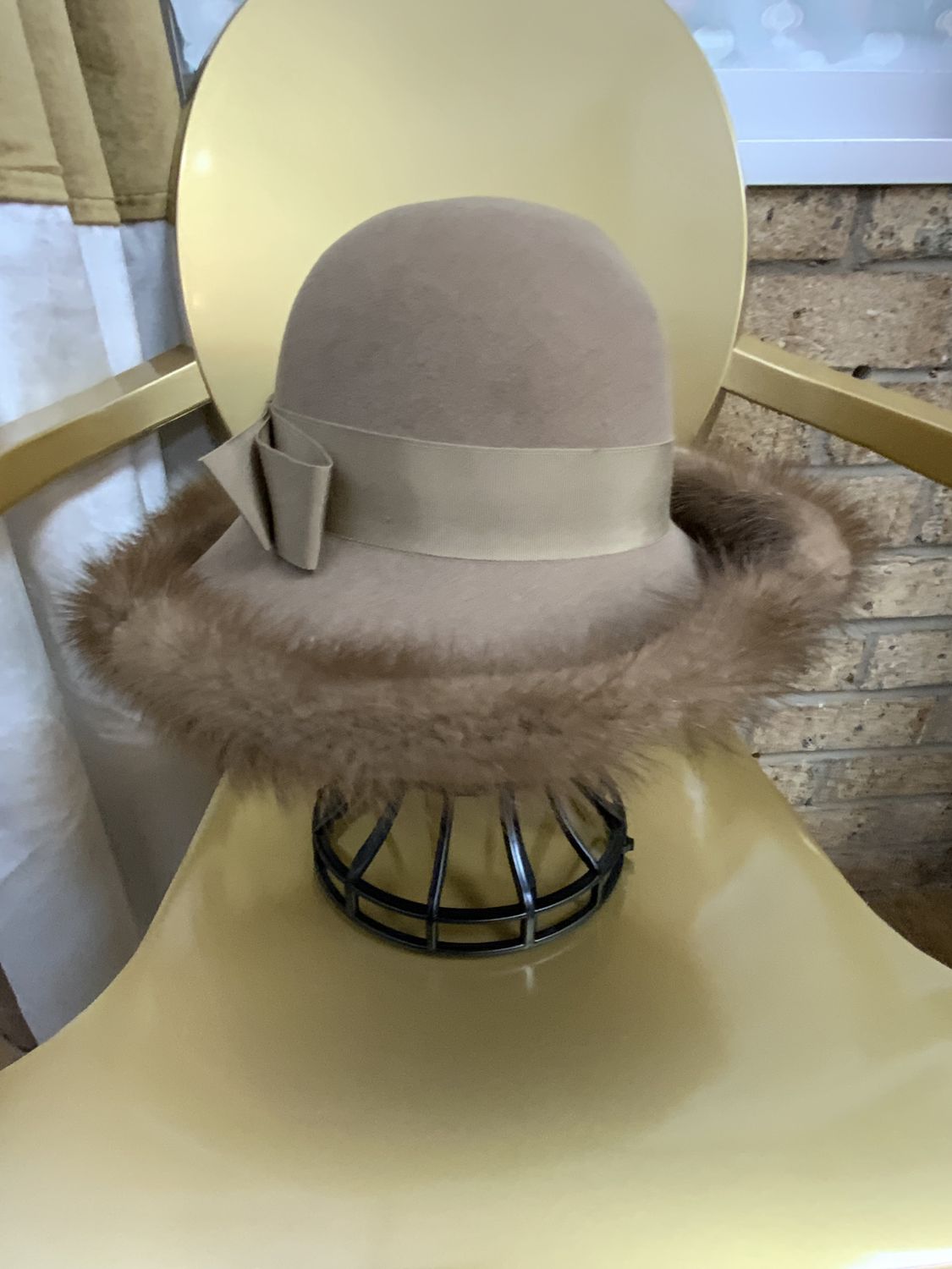 Hat mink Tan Taupe Custom made