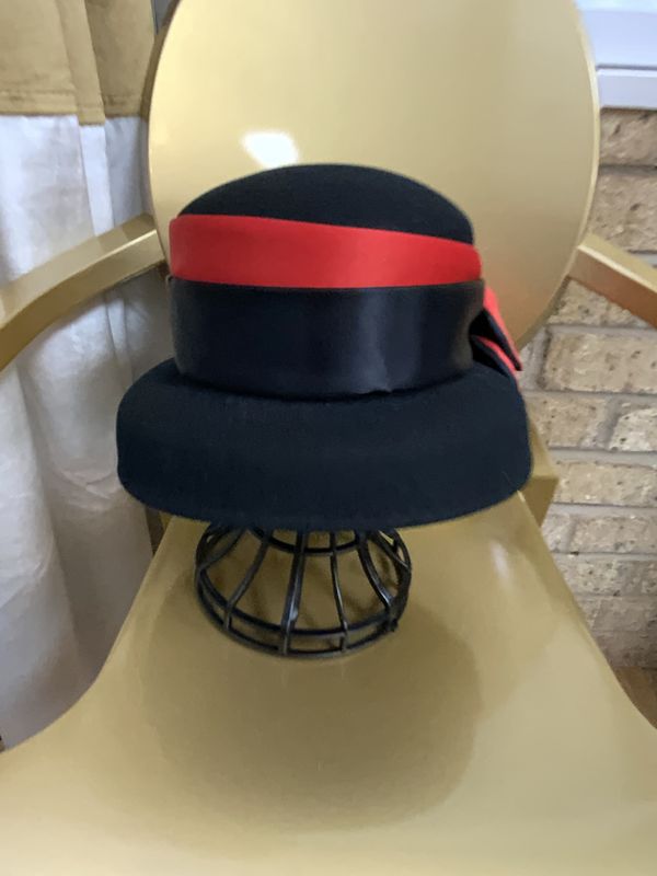 Hat Black with Red and Black Bow