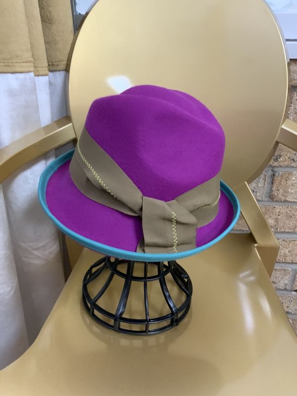 Hat Hot Fuchsia with Brown trim
