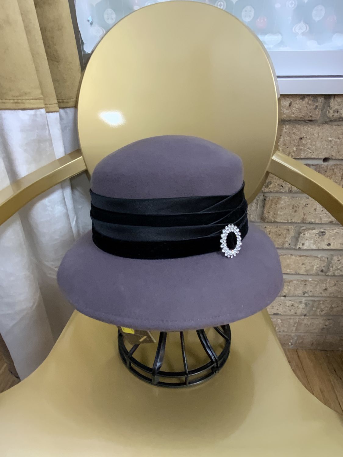 Hat Gray with Clear Stone Custom
